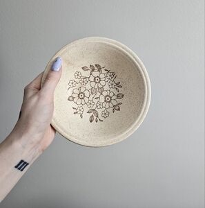 Vintage small Bowl john tams Confetti poppy sprays stoneware made in england